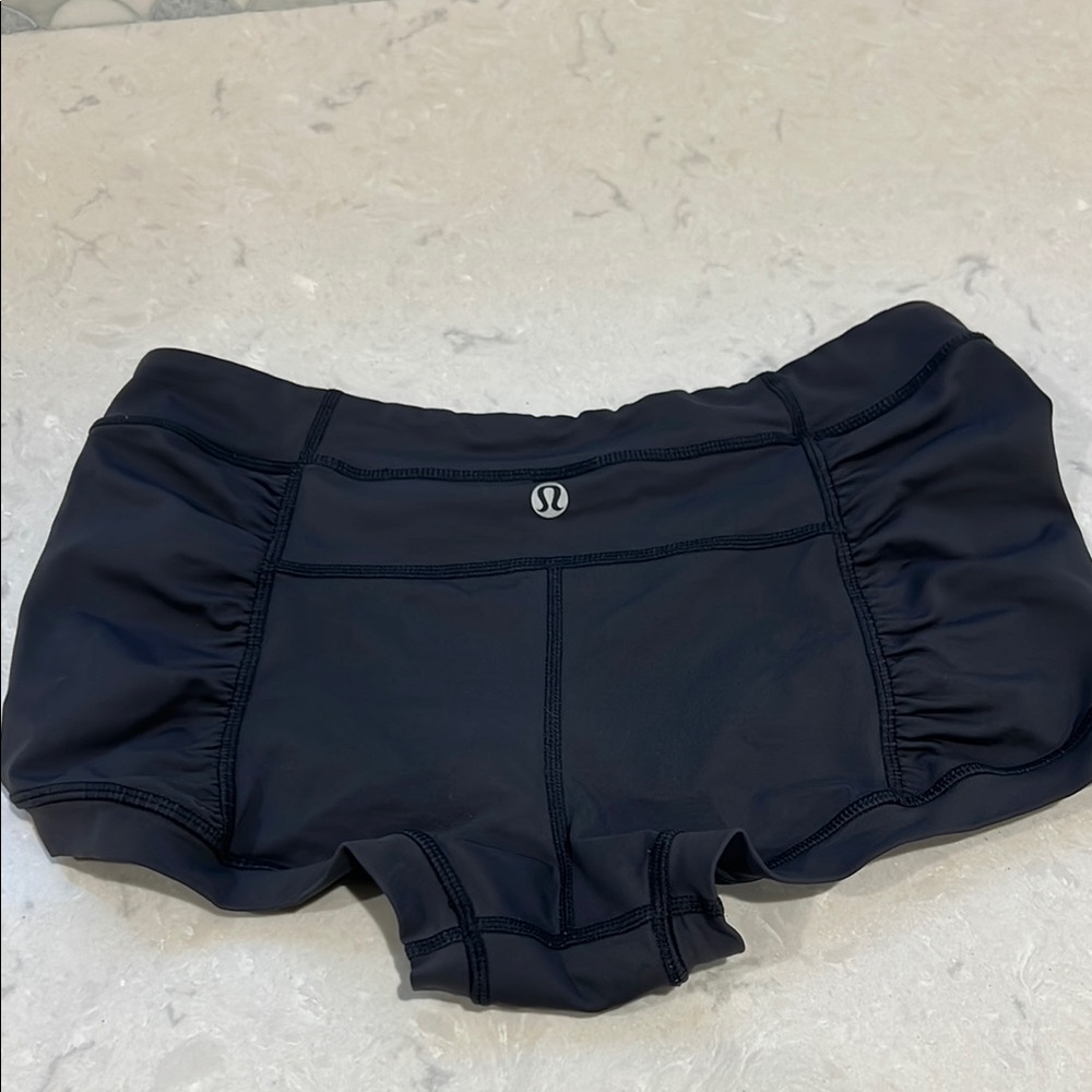 Lululemon Athletica Gray Athletic Shorts with Ruched Design